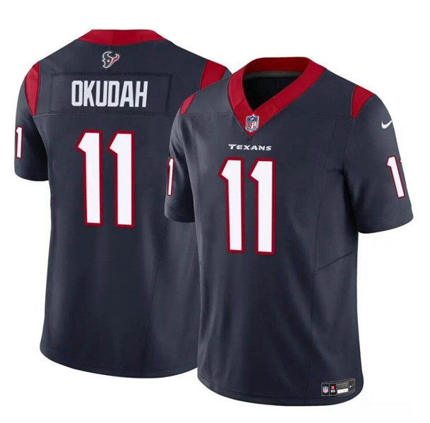 Men's Houston Texans #11 Jeff Okudah Navy 2024 F.U.S.E. Vapor Untouchable Football Stitched Jersey - Click Image to Close