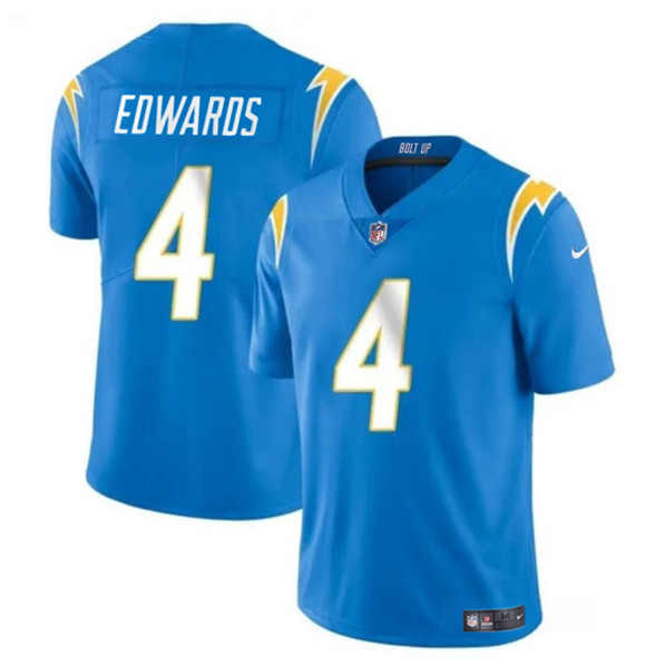 Men's Los Angeles Chargers #4 Gus Edwards Light Blue Vapor Limited Football Stitched Jersey