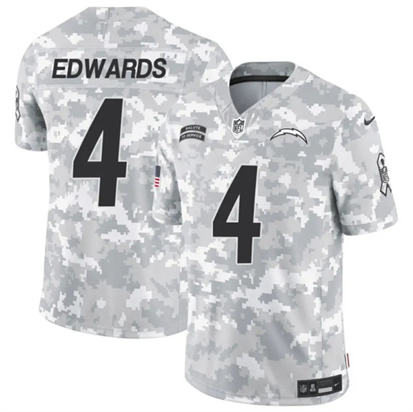 Men's Los Angeles Chargers #4 Gus Edwards Arctic Camo 2024 F.U.S.E. Salute to Service Limited Football Stitched Jersey