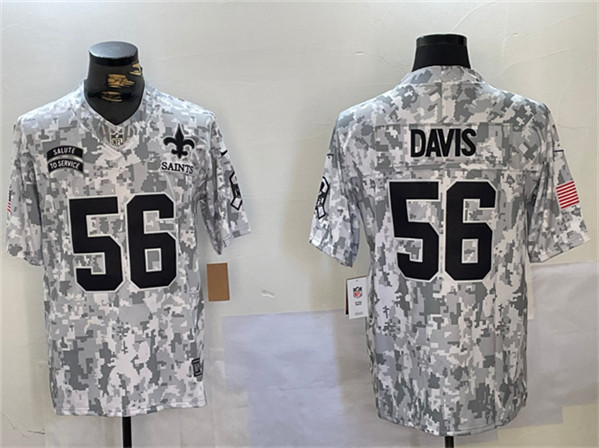 Men's New Orleans Saints #56 Demario Davis Arctic Camo 2024 F.U.S.E. Salute to Service Limited Football Stitched Jersey