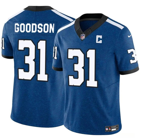 Men's Indianapolis Colts #31 Tyler Goodson Blue 2024 F.U.S.E. Throwback Vapor Limited Football Stitched Jersey