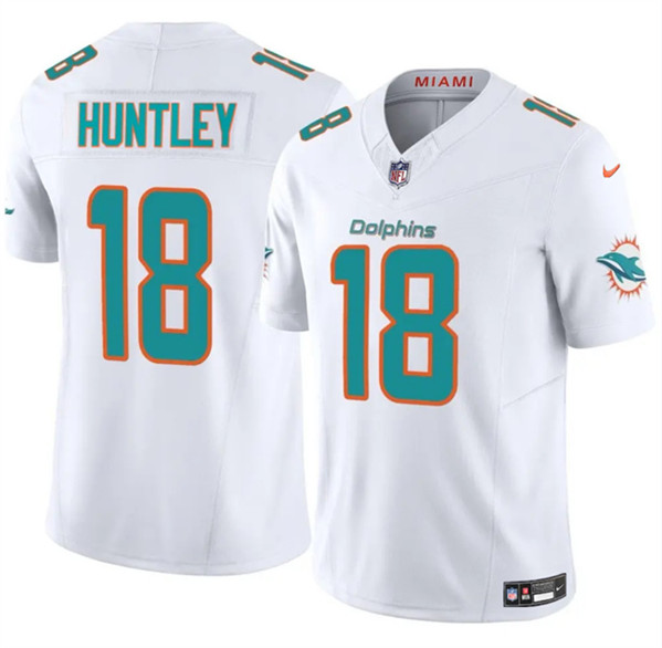 Men's Miami Dolphins #18 Tyler Huntley White 2024 F.U.S.E. Vapor Limited Football Stitched Jersey