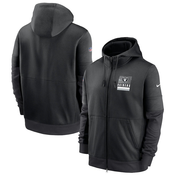 Men's Las Vegas Raiders Black Sideline Impact Lockup Performance Full-Zip NFL Hoodie