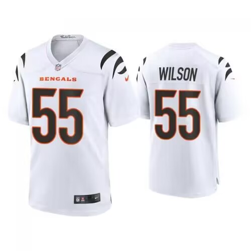 Men's Cincinnati Bengals #55 Logan Wilson White Stitched Game Jersey - Click Image to Close