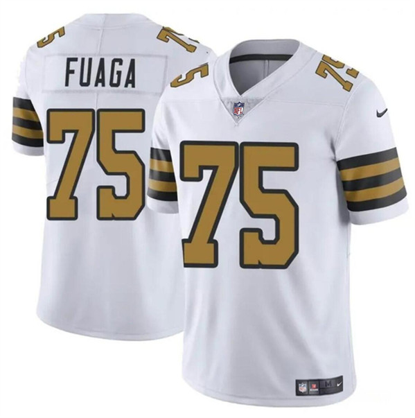 Men's New Orleans Saints #75 Taliese Fuaga White 2024 Draft Color Rush Limited Football Stitched Jersey - Click Image to Close