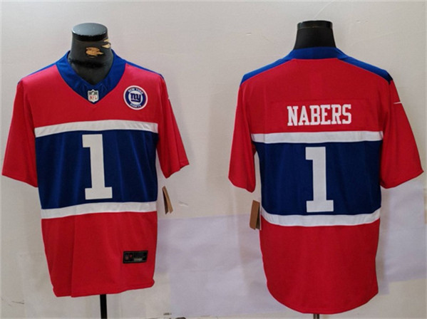 Men's New York Giants #1 Malik Nabers Red 2024 F.U.S.E. With Patch Vapor Untouchable Limited Football Stitched Jersey