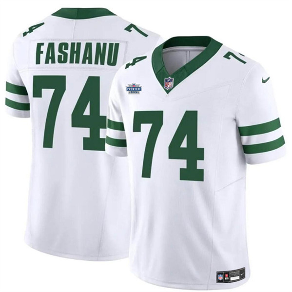 Men's New York Jets #74 Olu Fashanu White 2024 F.U.S.E. With Draft Patch Vapor Limited Football Stitched Jersey