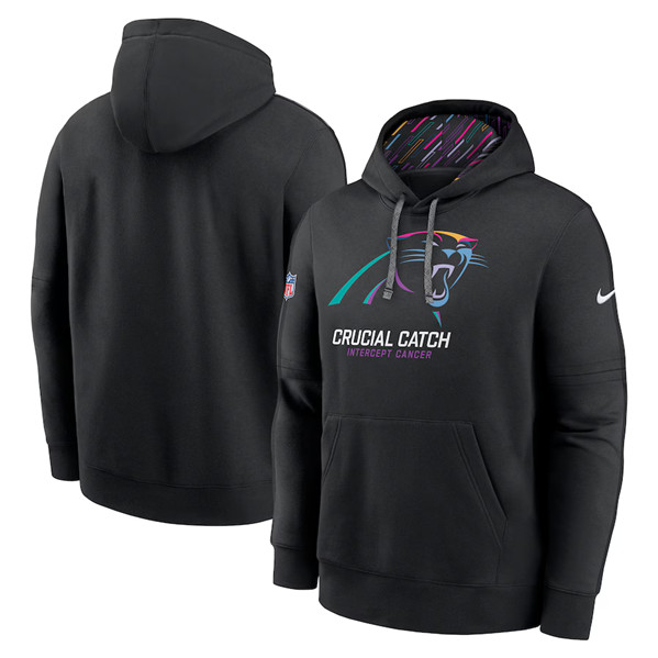 Men's Carolina Panthers Black 2024 Crucial Catch Club Pullover Hoodie