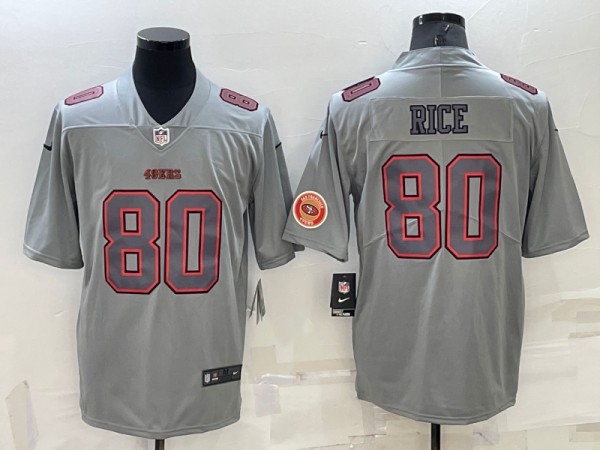 Men's San Francisco 49ers #80 Jerry Rice Gray With Patch Atmosphere Fashion Stitched Jersey