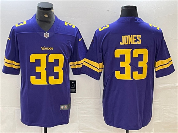 Men's Minnesota Vikings #33 Aaron Jones Purple Gold Vapor Untouchable Limited Stitched Jersey