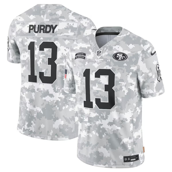 Men's San Francisco 49ers #13 Brock Purdy Arctic Camo 2024 F.U.S.E. Salute to Service Limited Football Stitched Jersey