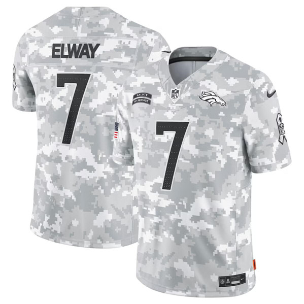 Men's Denver Broncos #7 John Elway Arctic Camo 2024 F.U.S.E. Salute to Service Limited Football Stitched Jersey