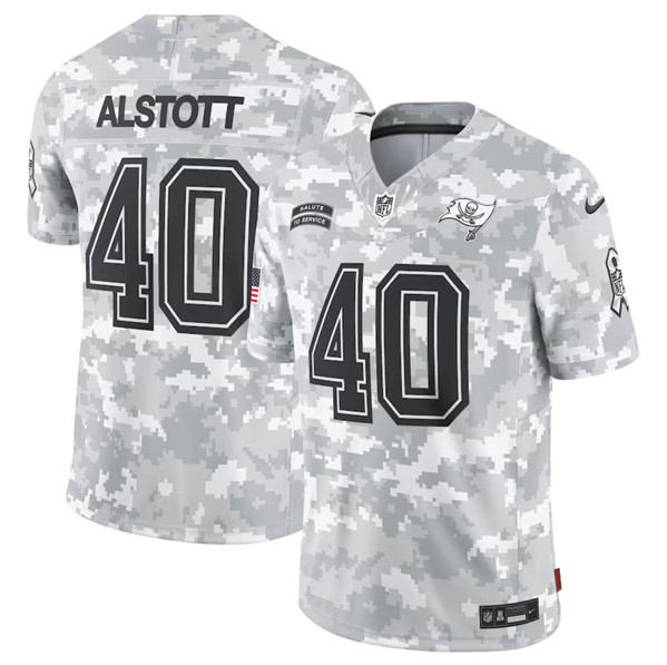 Men's Tampa Bay Buccaneers #40 Mike Alstott Arctic Camo 2024 F.U.S.E. Salute to Service Limited Football Stitched Jersey