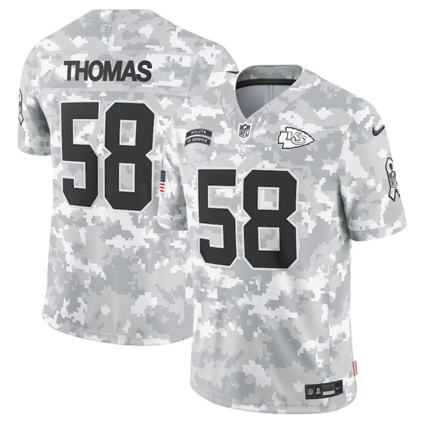 Men's Kansas City Chiefs #58 Derrick Thomas Arctic Camo 2024 F.U.S.E. Salute to Service Limited Football Stitched Jersey