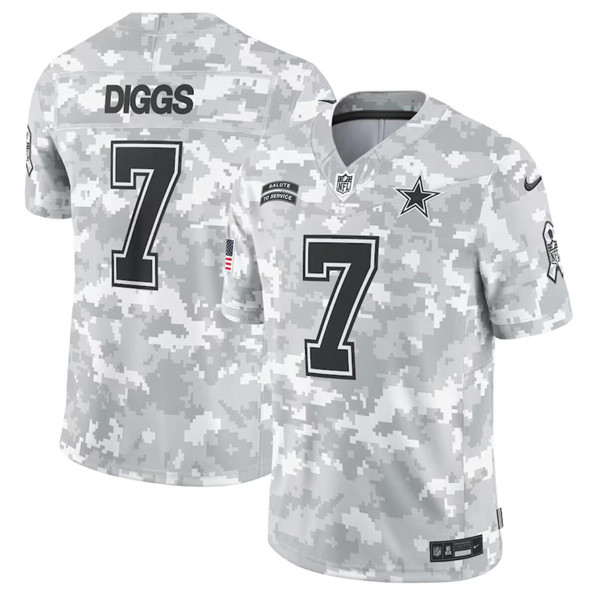 Men's Dallas Cowboys #7 Trevon Diggs Arctic Camo 2024 F.U.S.E. Salute to Service Limited Football Stitched Jersey - Click Image to Close