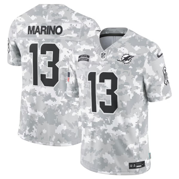 Men's Miami Dolphins #13 Dan Marino Arctic Camo 2024 F.U.S.E. Salute to Service Limited Football Stitched Jersey