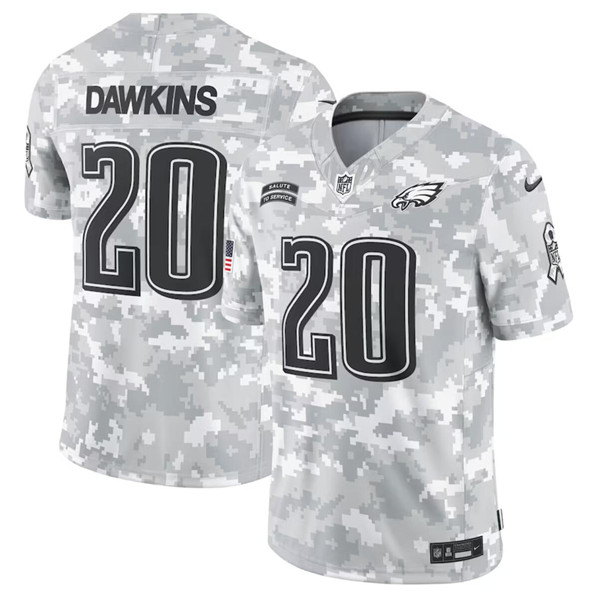 Men's Philadelphia Eagles #20 Brian Dawkins Arctic Camo 2024 F.U.S.E. Salute to Service Limited Football Stitched Jersey