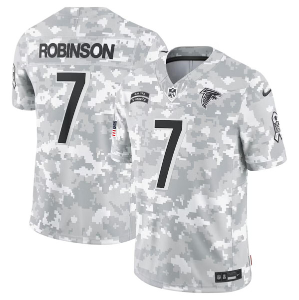 Men's Atlanta Falcons #7 Bijan Robinson Arctic Camo 2024 F.U.S.E. Salute to Service Limited Football Stitched Jersey