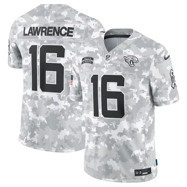 Men's Jacksonville Jaguars #16 Trevor Lawrence Arctic Camo 2024 F.U.S.E. Salute to Service Limited Football Stitched Jersey