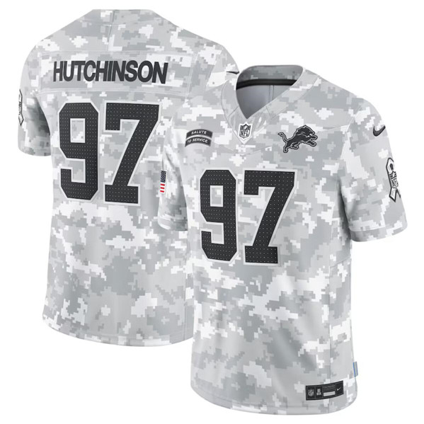 Men's Detroit Lions #97 Aidan Hutchinson Arctic Camo 2024 F.U.S.E. Salute to Service Limited Football Stitched Jersey