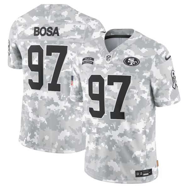 Men's San Francisco 49ers #97 Nick Bosa Arctic Camo 2024 F.U.S.E. Salute to Service Limited Football Stitched Jersey