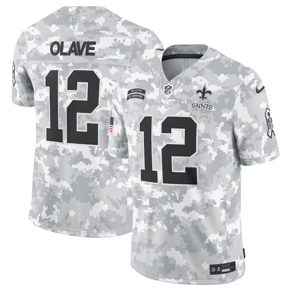 Men's New Orleans Saints #12 Chris Olave Arctic Camo 2024 F.U.S.E. Salute to Service Limited Football Stitched Jersey