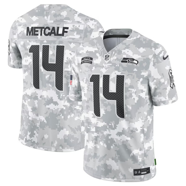 Men's Seattle Seahawks #14 DK Metcalf Arctic Camo 2024 F.U.S.E. Salute to Service Limited Football Stitched Jersey