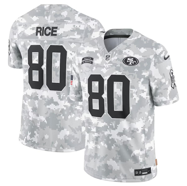 Men's San Francisco 49ers #80 Jerry Rice Arctic Camo 2024 F.U.S.E. Salute to Service Limited Football Stitched Jersey