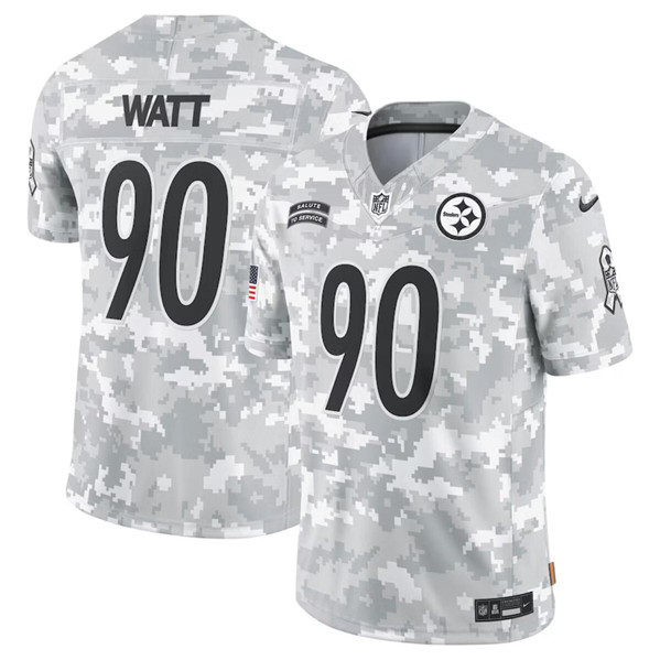 Men's Pittsburgh Steelers #90 T.J. Watt Arctic Camo 2024 F.U.S.E. Salute to Service Limited Football Stitched Jersey