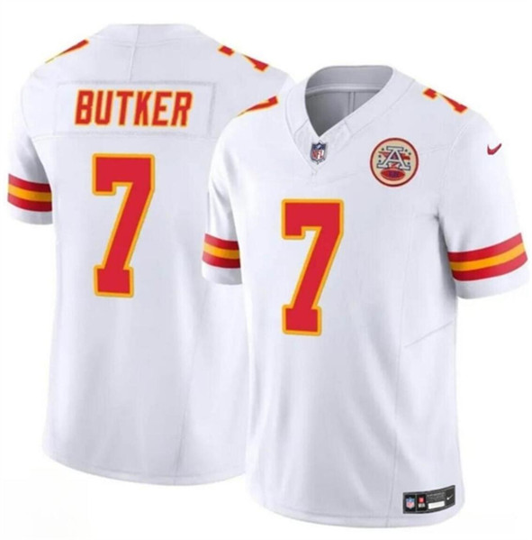 Men??s Kansas City Chiefs #7 Harrison Butker White 2024 F.U.S.E Vapor Untouchable Limited Football Stitched Jersey