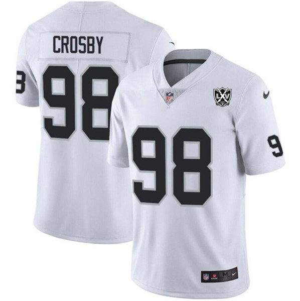 Men's Las Vegas Raiders #98 Maxx Crosby White 2024 65th Anniversary Patch Vapor Limited Football Stitched Jersey