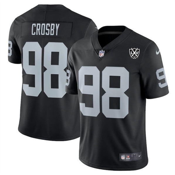 Men's Las Vegas Raiders #98 Maxx Crosby Black 2024 65th Anniversary Patch Vapor Limited Football Stitched Jersey