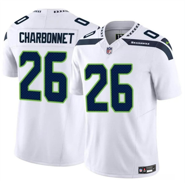 Men's Seattle Seahawks #26 Zach Charbonnet White 2024 F.U.S.E. Vapor Limited Football Stitched Jersey