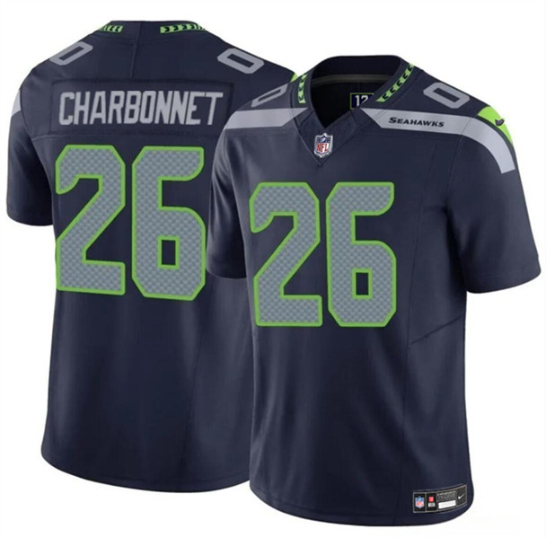 Men's Seattle Seahawks #26 Zach Charbonnet Navy 2024 F.U.S.E. Vapor Limited Football Stitched Jersey