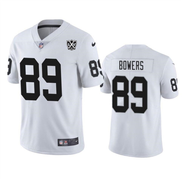 Men's Las Vegas Raiders #89 Brock Bowers White 2024 65th Anniversary Patch Vapor Limited Football Stitched Jersey