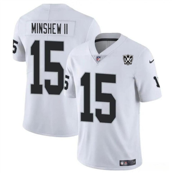 Men's Las Vegas Raiders #15 Gardner Minshew II White 2024 65th Anniversary Patch Vapor Limited Football Stitched Jersey