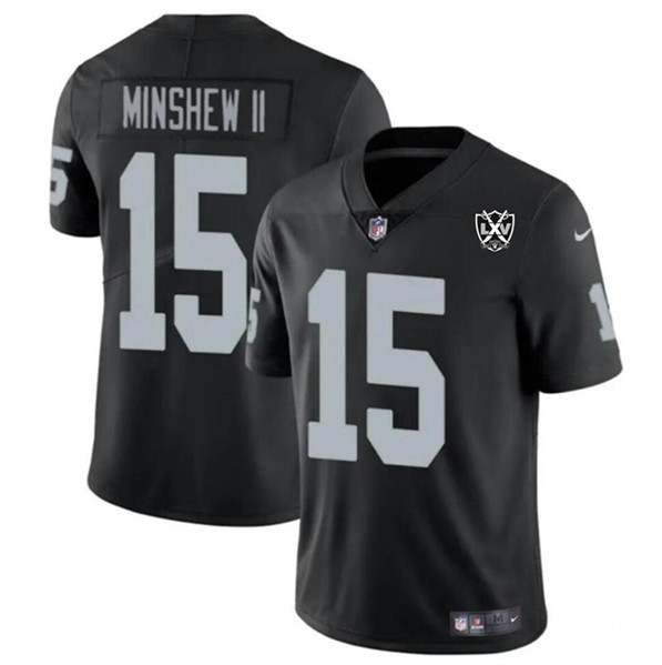 Men's Las Vegas Raiders #15 Gardner Minshew II Black 2024 65th Anniversary Patch Vapor Limited Football Stitched Jersey