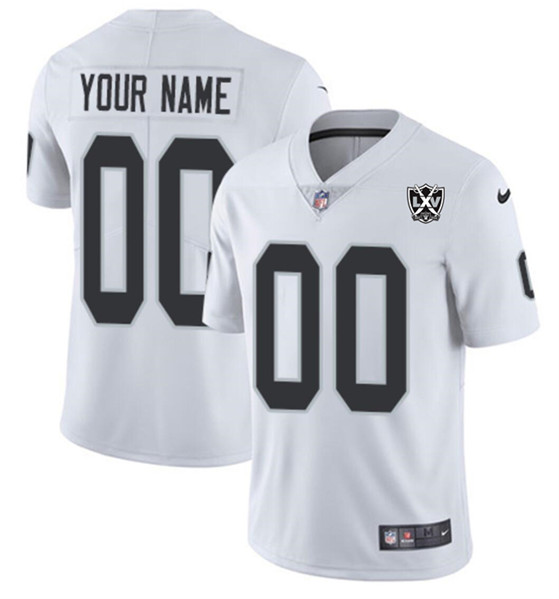 Men's Las Vegas Raiders Active Player Custom White 2024 65th Anniversary Patch Vapor Football Stitched Jersey