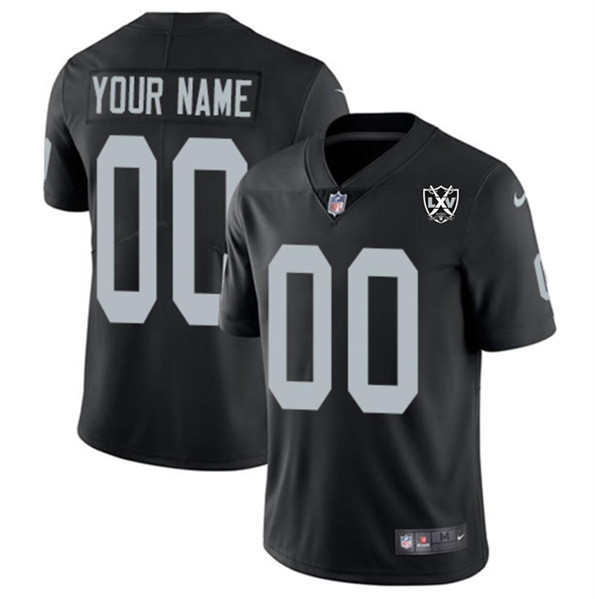 Men's Las Vegas Raiders Active Player Custom Black 2024 65th Anniversary Patch Vapor Football Stitched Jersey