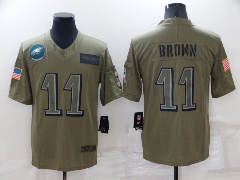 Men's Philadelphia Eagles #11 A. J. Brown Camo Salute To Service Limited Stitched Jersey