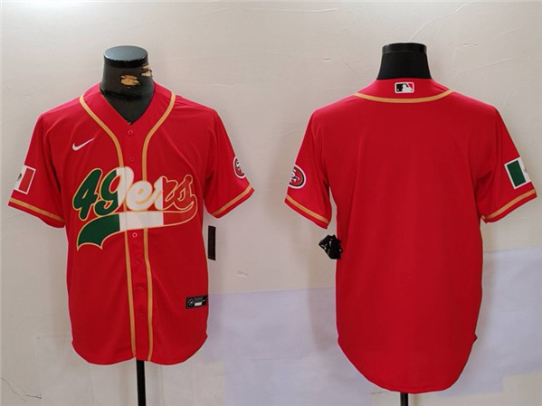 Men's San Francisco 49ers Blank Red Mexico With Patch Stitched Baseball Jersey