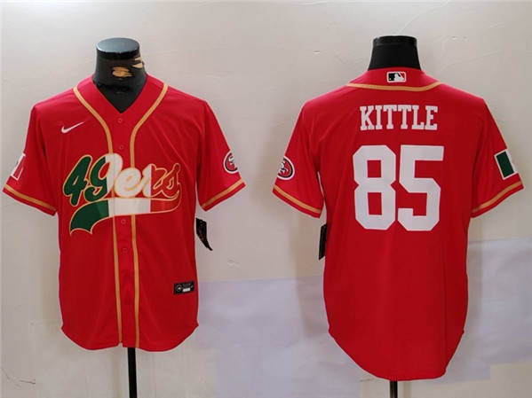 Men's San Francisco 49ers #85 George Kittle Red Mexico With Patch Stitched Baseball Jersey