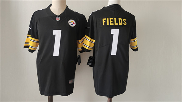 Men's Pittsburgh Steelers #1 Justin Fields Black Vapor Untouchable Limited Football Stitched Jersey - Click Image to Close