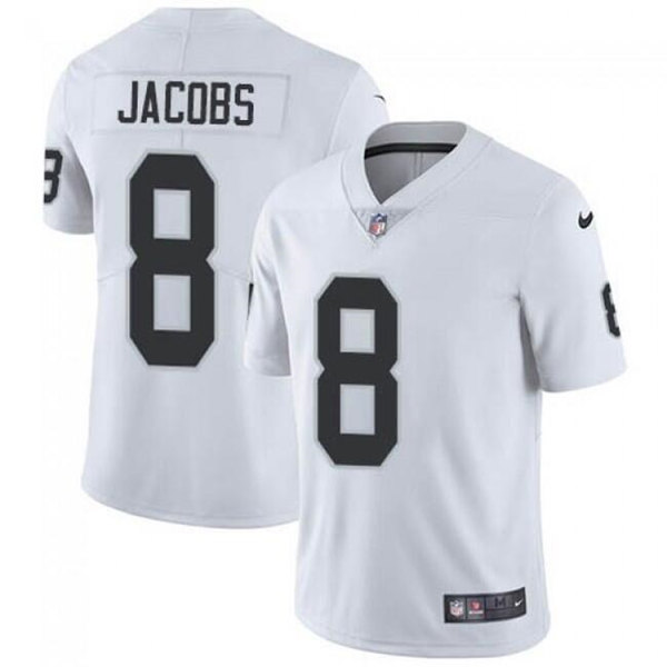 Men's Las Vegas Raiders #8 Josh Jacobs White Vapor Limited Stitched Jersey - Click Image to Close