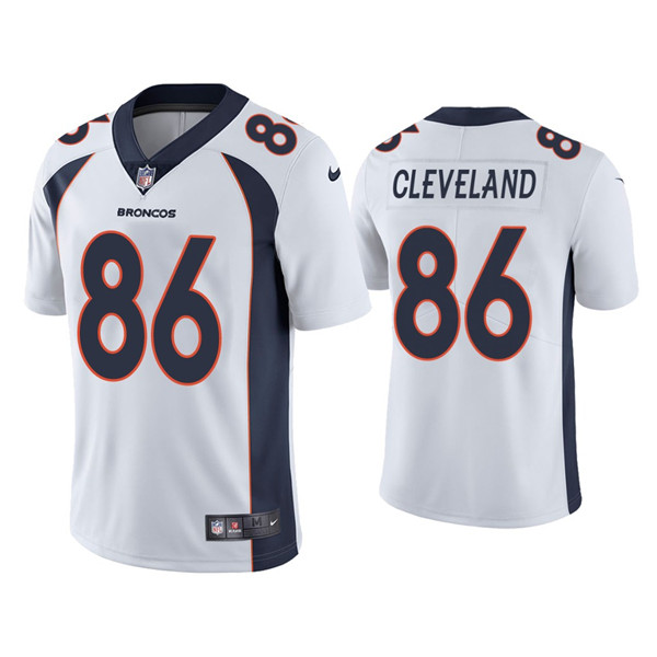 Men's Denver Broncos #86 Tyrie Cleveland White Vapor Untouchable Limited Stitched Jersey - Click Image to Close