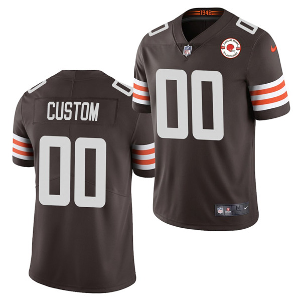 Men's Cleveland Browns ACTIVE PLAYER Custom 2021 Brown 75th Anniversary Patch Limited Stitched NFL Jersey