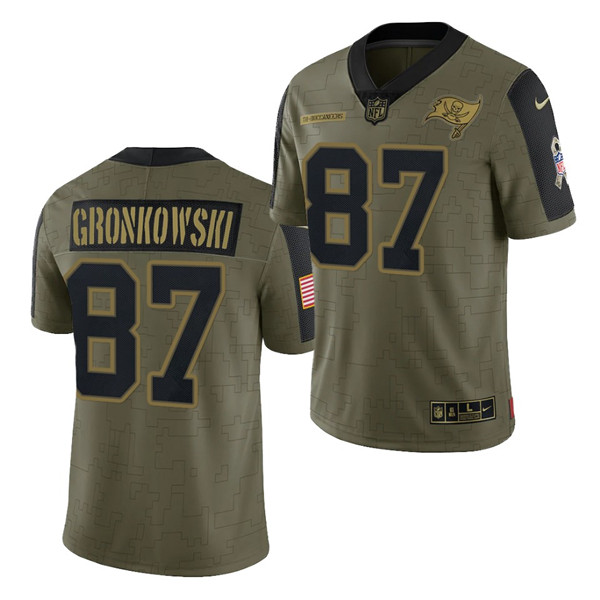 Men's Tampa Bay Buccaneers #45 Rob Gronkowski 2021 Olive Salute To Service Limited Stitched Jersey