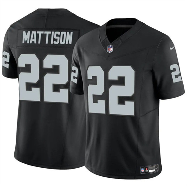 Men's Las Vegas Raiders #22 Alexander Mattison Black 2024 F.U.S.E. Vapor Football Stitched Jersey