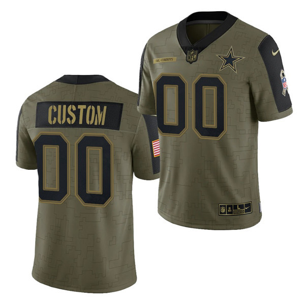 Men's Dallas Cowboys ACTIVE PLAYER 2021 Olive Salute To Service Limited Stitched Jersey - Click Image to Close