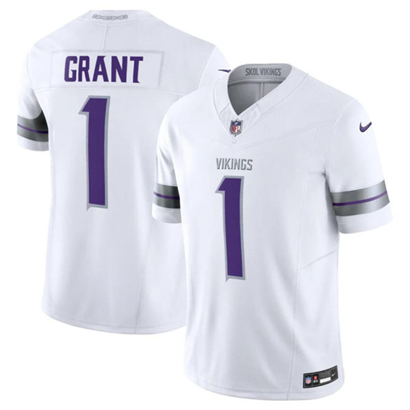 Men's Minnesota Vikings #1 Bud Grant White F.U.S.E. Winter Warrior Limited Football Stitched Jersey - Click Image to Close